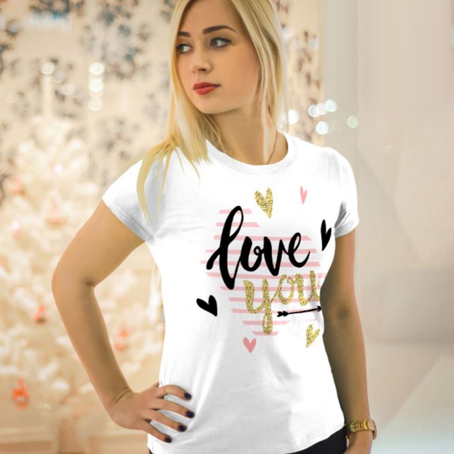 Love You | Happy Valentine's Day Modern Cute Gift T-Shirt (Creator Uploaded)