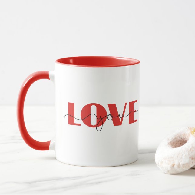 Love You | Happy Valentine's Day Modern Mug (With Donut)