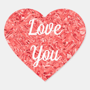 Love You Heart Gemstone Custom Sticker