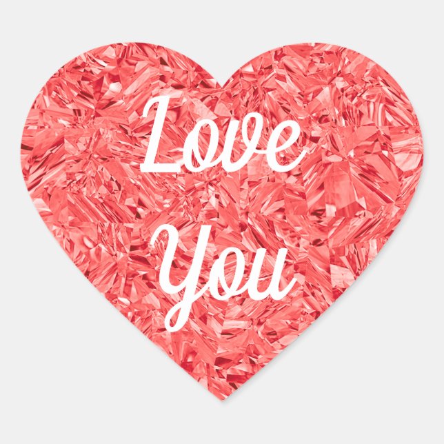 Love You Heart Gemstone Custom Sticker (Front)