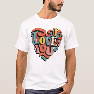 Love You Heart Retro Psychedelia T-Shirt