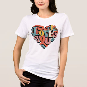 Love You Heart Retro Psychedelia Tri-Blend Shirt