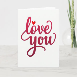 Love You Heart Script Card