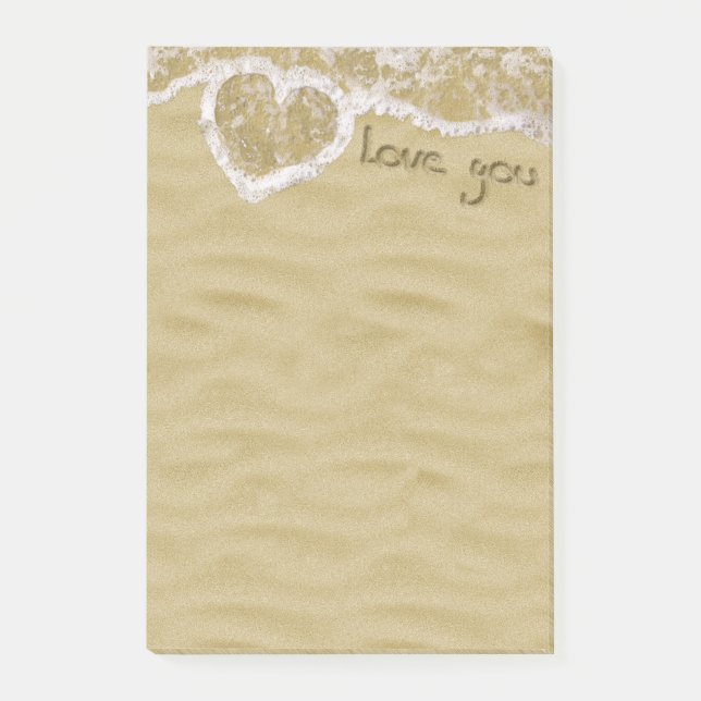 "Love you" Heart written in Sand Post-it Notes (Front)