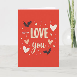 Love You Hearts And Birds Card