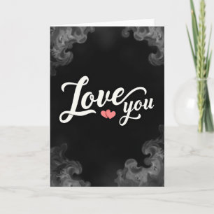 Love You Hearts Black White Card