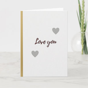 Love You Hearts Gold Stripe Card