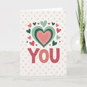 Love You Hearts Polka Dot Card