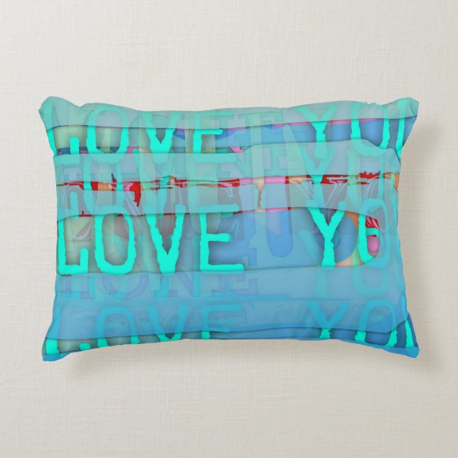 Love You in Blue St Valentine's Day Accent Pillow (Front)