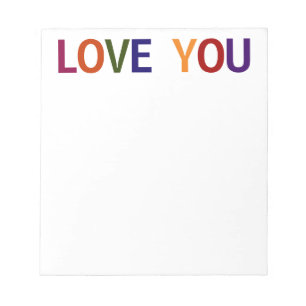 Love You Jewel Tone Block Print 5.5 x 6 Notepad