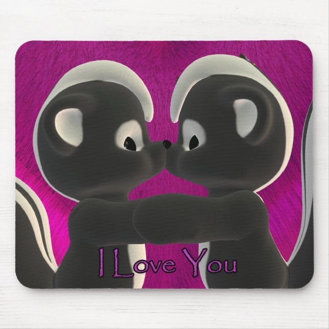 love you, kissing skunks cute, Valentine's Day Mouse Pad (Front)