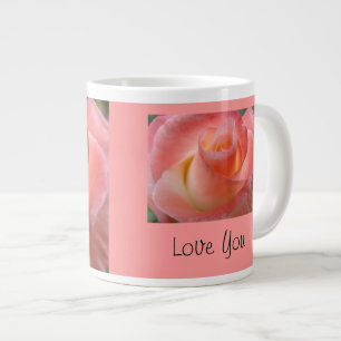 Love You Large Jumbo mugs Pink Rose Valentines