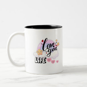 Love you life sticker  Two-Tone coffee mug