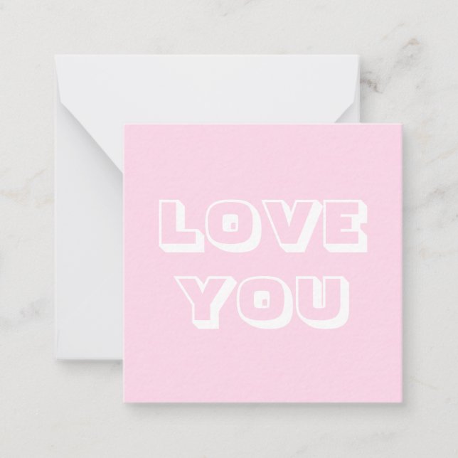 Love You, light pink white modern bold Card (Front)