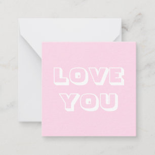 Love You, light pink white modern bold Card