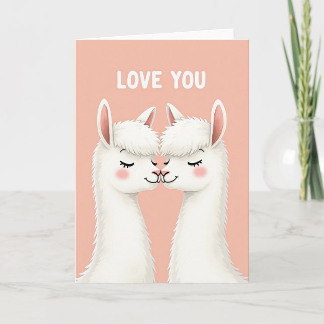 Love You Llama Kiss Card (Front)