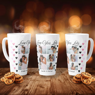 love you lots,5 photos collage valentines day cute latte mug