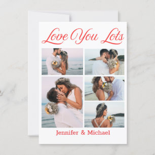 love you lots, 5 photos collage valentines day red holiday card