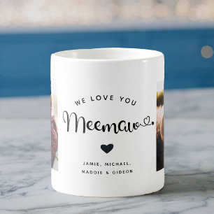 Love you Meemaw Hearts Custom Two Photo Coffee Mug