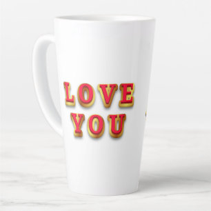 Love You Message With Gold Text Latte Mug