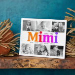 Love You Mimi Colourful Bold Modern 6 Photo Collag Plaque<br><div class="desc">“Love you Mimi.” She’s loving every minute with her grandkids. A playful, whimsical, stylish visual of colourful rainbow coloured bold typography and black handwritten typography overlay a soft, light pink heart and a white background. Add 6 cherished photos of your choice and customise the names and message, for the perfect...</div>