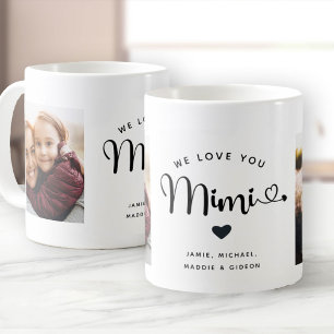 Love you Mimi Hearts Custom Two Photo Coffee Mug