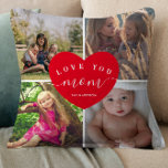Love You MOM Gifts Photo Collage Cute Heart Script Cushion<br><div class="desc">Love You MOM Gifts Photo Collage Cute Heart Script</div>
