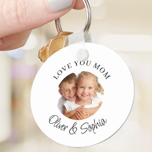 Love You Mom Modern Photo  Key Ring