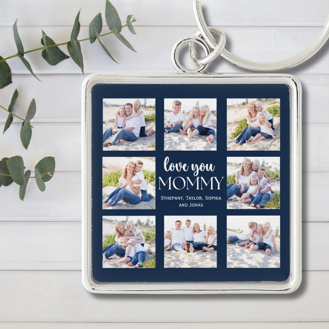 Love you Mommy Collage Photos childrens Blue Key Ring (Creator Uploaded)