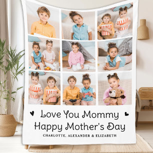 Love You MOMMY Custom 9 Photo Collage Mother's Day Fleece Blanket