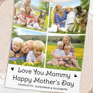 Love You MOMMY Custom Mother's Day 4 Photo Collage Fleece Blanket
