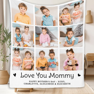 Love You MOMMY Custom Mother's Day 9 Photo Collage Fleece Blanket