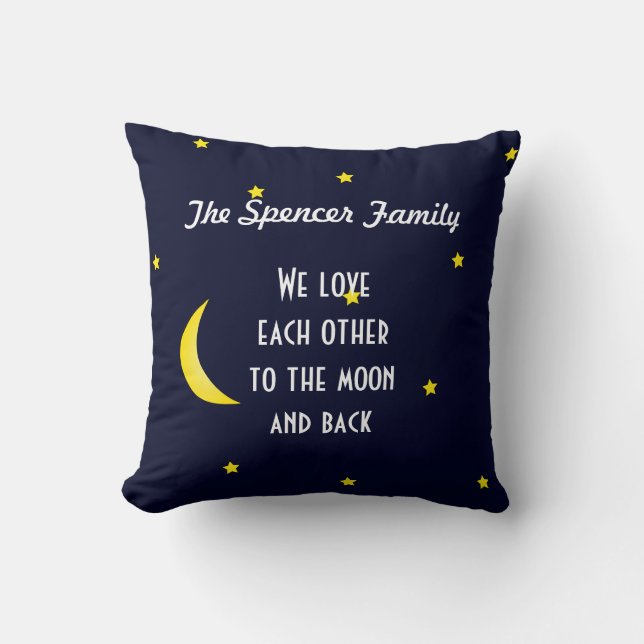 Love You Moon and Back Personalised Family Pillow (Front)