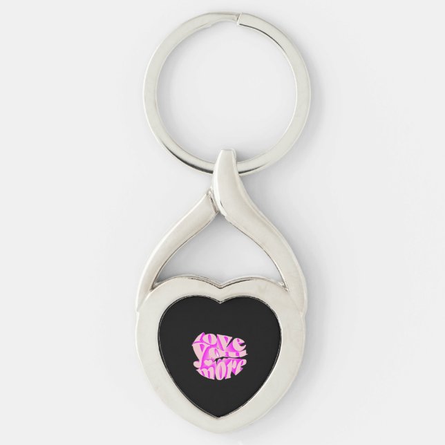 Love You More Clean Typography  Key Ring (Front)