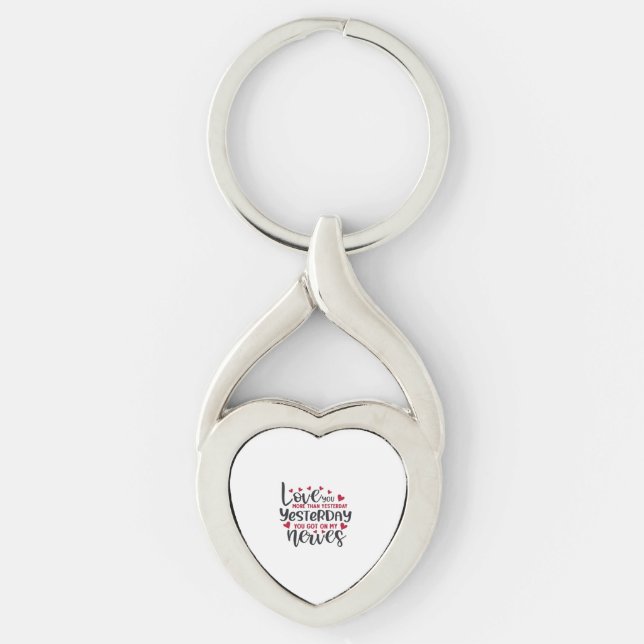 Love You More Clean Typography  Key Ring (Front)