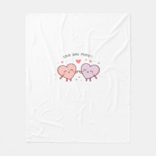 Love You More Couple Hearts Valentine Romantic Des Fleece Blanket