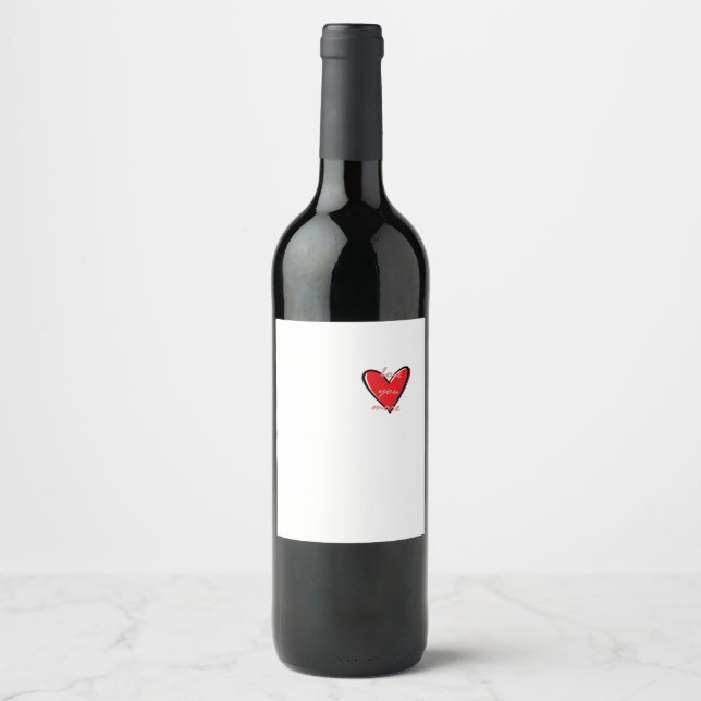 Love You More Creative Minimal Style  Wine Label (Front)