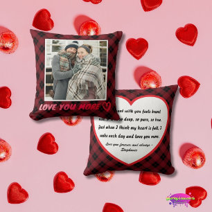 "Love You More" Custom Photo and Love Poem Cushion