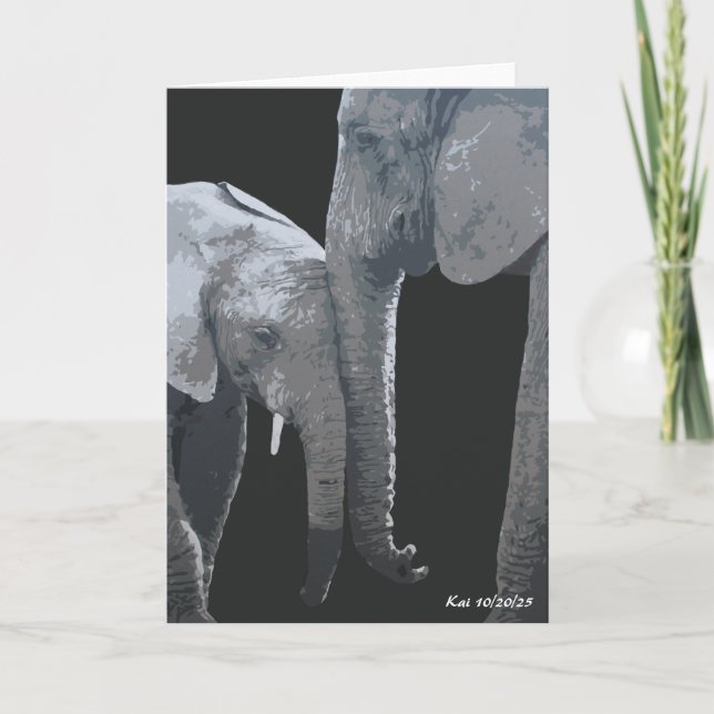 Love You More, Elephant Original Art Card (Front)