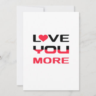 Love You More Flat Bold Black Red Typography Holiday Card
