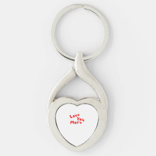 Love You More Floral Heart Line Art Key Ring
