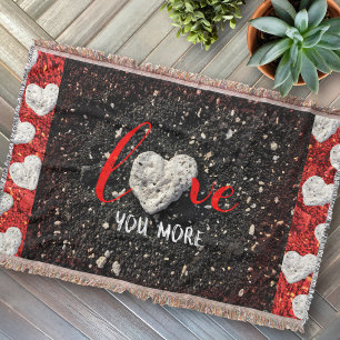 "Love You More" Hawaii Beach and Coral Heart Photo Throw Blanket