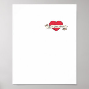 Love You More Heart Vintage Vibe Design  Poster