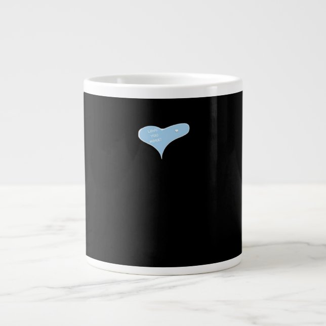 Love You More Minimal Design Blue Style  Large Coffee Mug (Front)