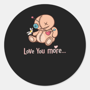 Love You More Minimal Design  Classic Round Sticker