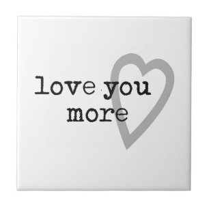 love you more modern black white grey heart ceramic tile