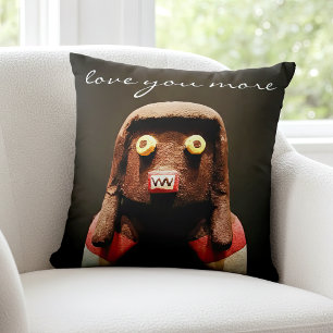 Love You More Quote Script Kachina Doll Photo Bold Cushion