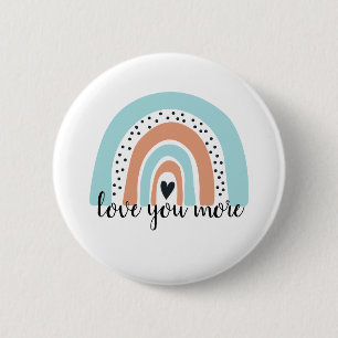 Love You More Rainbow Heart Blue Peach 6 Cm Round Badge
