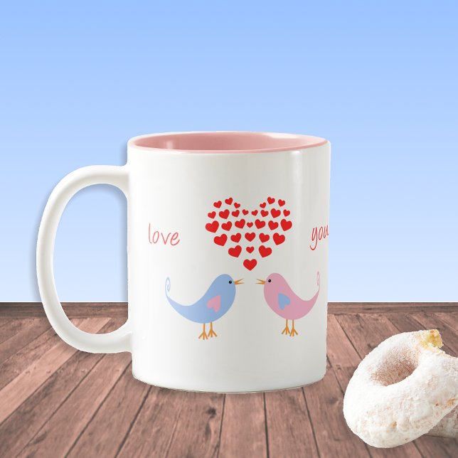 Love you more romantic lovebirds Two-Tone coffee mug (Creator Uploaded)