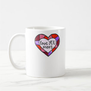 Love You More Stained Glass Heart Mosaic Artistic  Coffee Mug